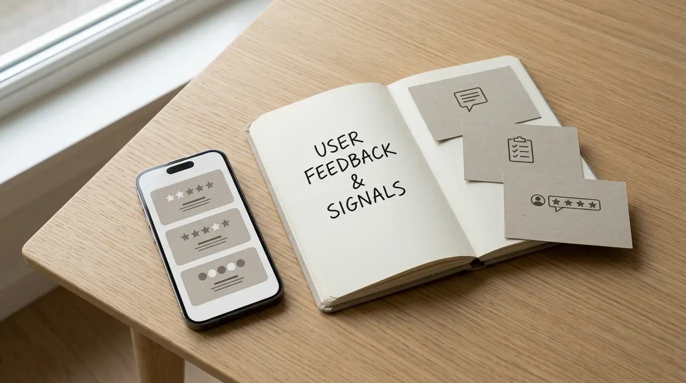 A smartphone and notebook beside three player-review cards on a desk